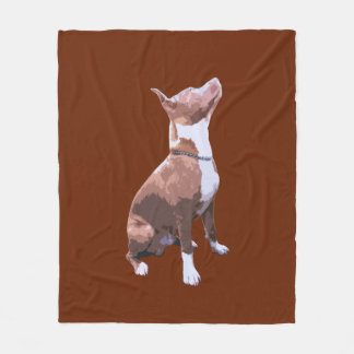 Trendy brown and white Pit Bull dog Fleece Blanket