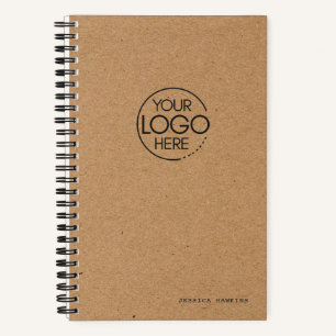 Trendy Brown Kraft Paper Modern Logo Notebook