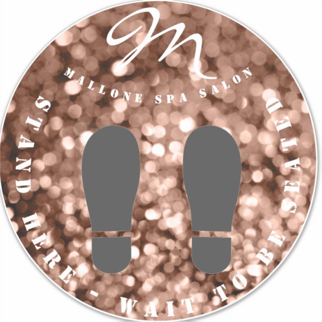 Trendy Brown Sparky Monogram Salon Floor sticker (Front)