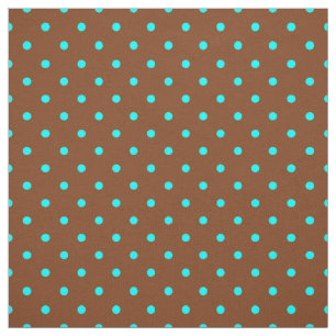 Trendy Brown Turquoise Blue Polka Dot Pattern Fabric