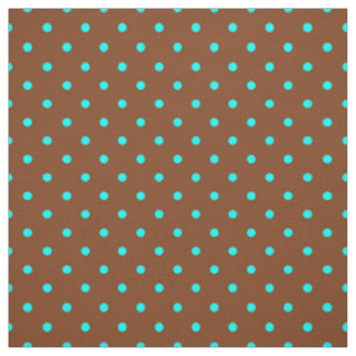 Trendy Brown Turquoise Blue Polka Dot Pattern Fabric