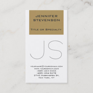 Trendy Browny Beige White Monogram Business Card