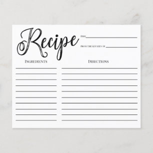 Trendy Brush Calligraphy Bridal Shower Recipe Card