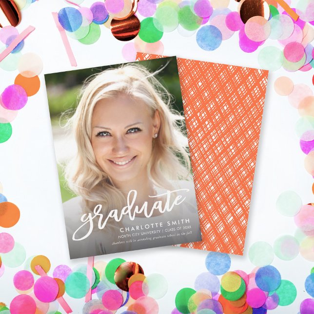Trendy Brush Script Photo Graduation Announcement (Creator Uploaded)
