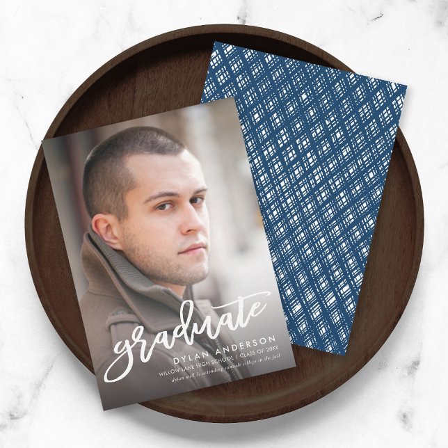 Trendy Brush Script Photo Graduation Announcement (Creator Uploaded)