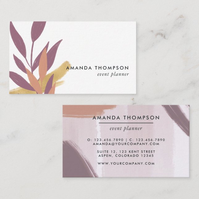 Trendy Brush Strokes Collage Business Card (Front/Back)