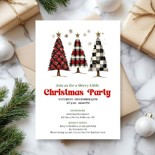Trendy buffalo plaid Christmas tree editable  Invitation