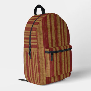 Trendy Burgundy Gold Luxury Linen Collection Printed Backpack