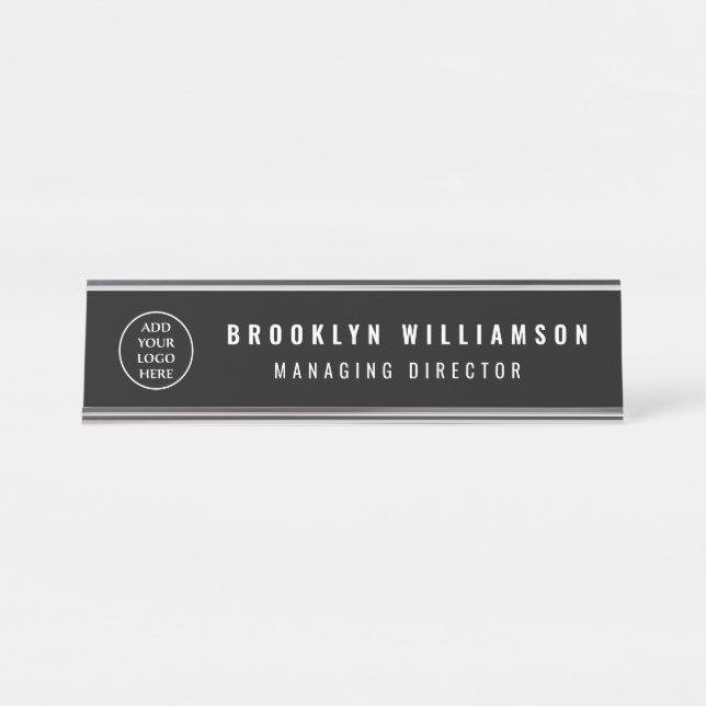 Trendy Business Company Logo Professional Employee Desk Name Plate (Front)