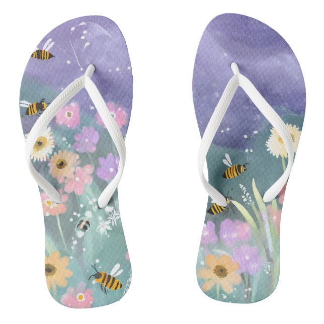Trendy Buzzing Bees Garden Delight  Jandals (Footbed)