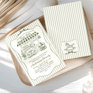 Trendy Cafe Bebe French Coffee Shop Baby Shower Invitation