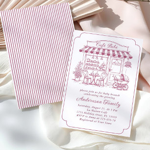 Trendy Cafe Bebe French Coffee Shop Baby Shower Invitation
