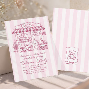 Trendy Cafe Bebe French Coffee Shop Baby Shower Invitation