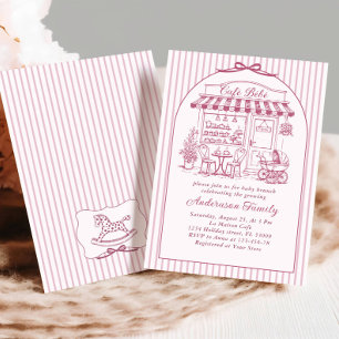 Trendy Cafe Bebe French Coffee Shop Baby Shower Invitation