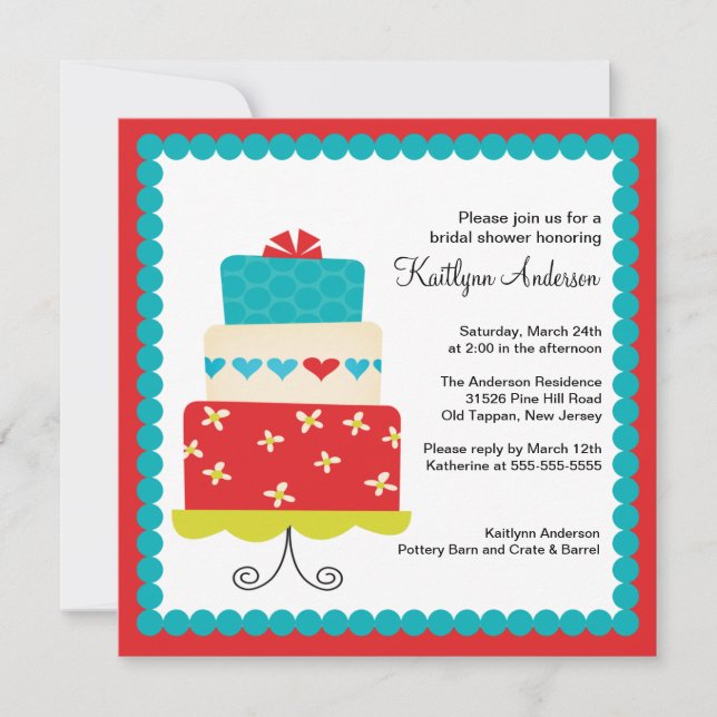 Trendy Cake Bridal Shower Invitation (Front)