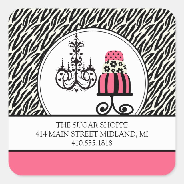 Trendy Cakery Zebra Print Product Label Stickers (Front)