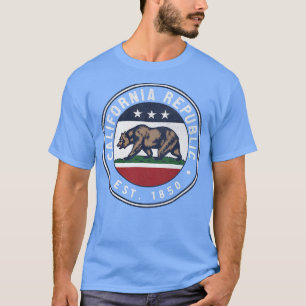 Trendy California Republic Bear Flag Circle Crest T-Shirt