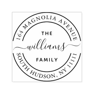 Trendy Calligraphy Family Logo Script Swirl Self-inking Stamp