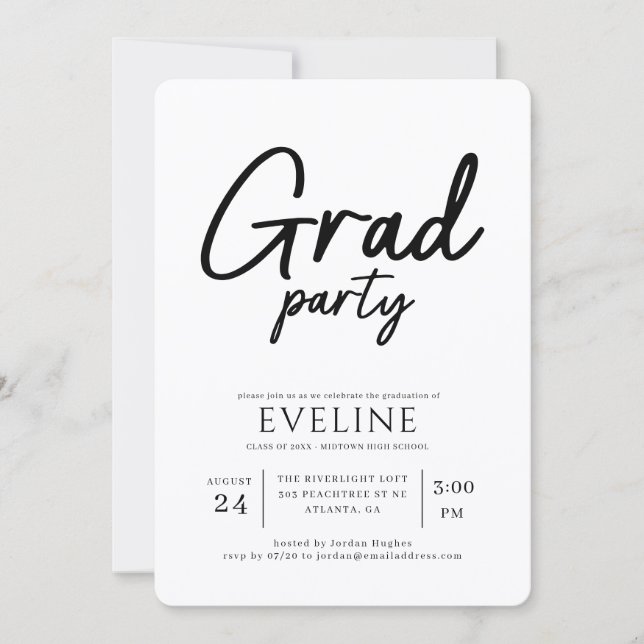 Trendy Calligraphy Script Grad Party Graduation Invitation (Front)