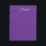 Trendy Calligraphy Script Name Royal Purple Small Fleece Blanket<br><div class="desc">Create Your Own Upload Image Photo Calligraphy Script Name or Text Trending Template Royal Purple & White Small Fleece Blanket. Home Décor / Throw,  High Quality Fleece & Sherpa Blankets Online Shop. Sizes: Small,  Medium,  Large.</div>