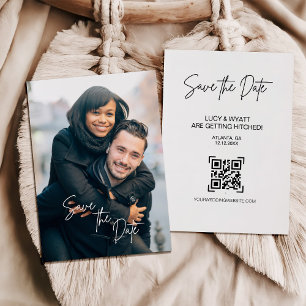 Trendy Calligraphy Script Photo Save the Date Invitation