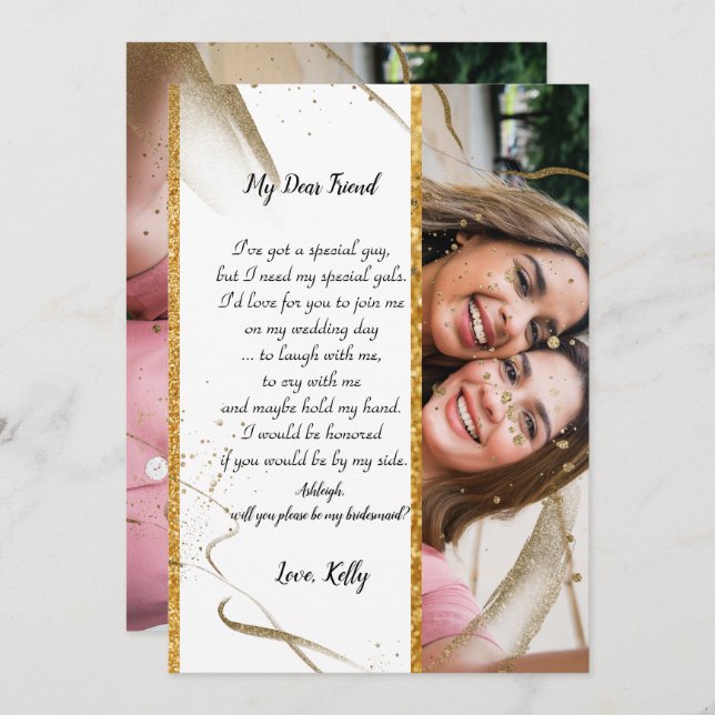 trendy  Calligraphy  will be my bridesmaid   Invitation (Front/Back)