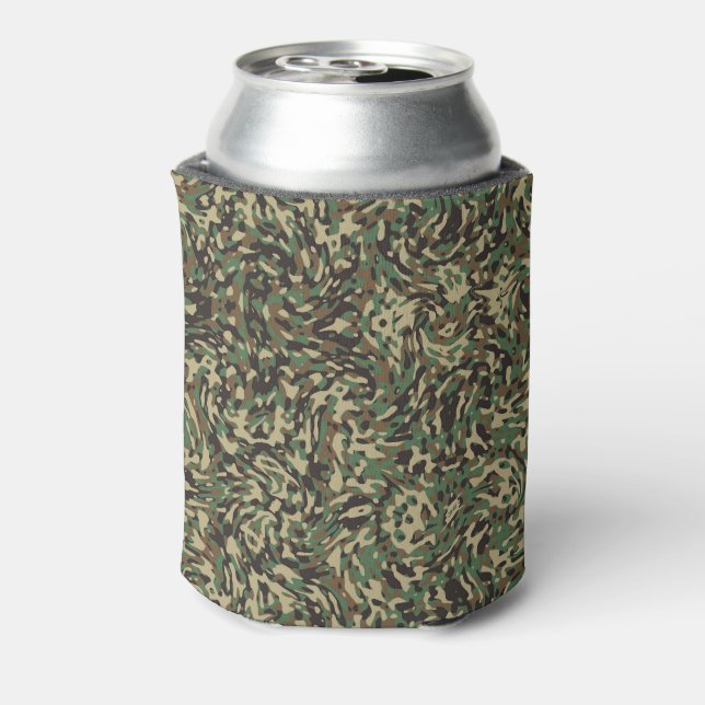 Trendy Camouflage Green  Can Cooler (Can Back)