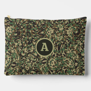 Trendy Camouflage Green Personalised Letter Accessory Pouch