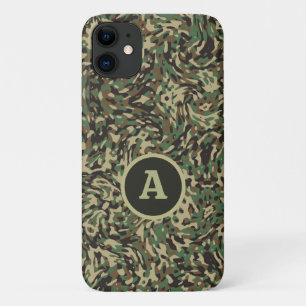 Trendy Camouflage Green Personalised Letter Case-Mate iPhone Case