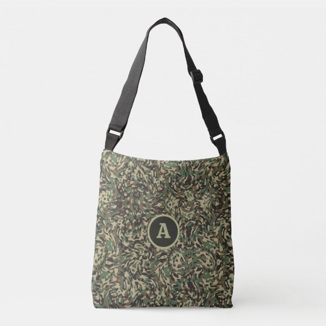 Trendy Camouflage Green Personalised Letter  Crossbody Bag (Front)