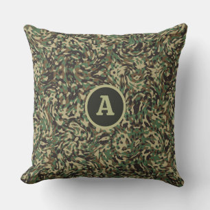Trendy Camouflage Green Personalised Letter Cushion