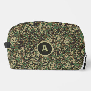 Trendy Camouflage Green Personalised Letter Dopp Kit