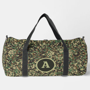 Trendy Camouflage Green Personalised Letter Duffle Bag