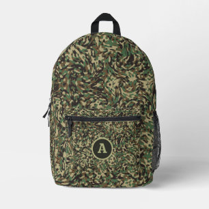 Trendy Camouflage Green Personalised Letter Printed Backpack