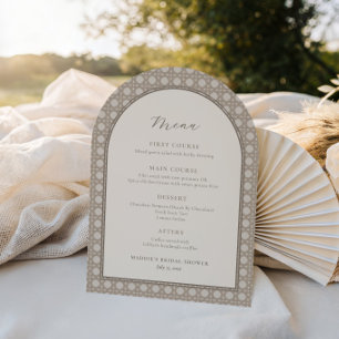 Trendy Cane Weave Rattan Bridal Shower Menu Card