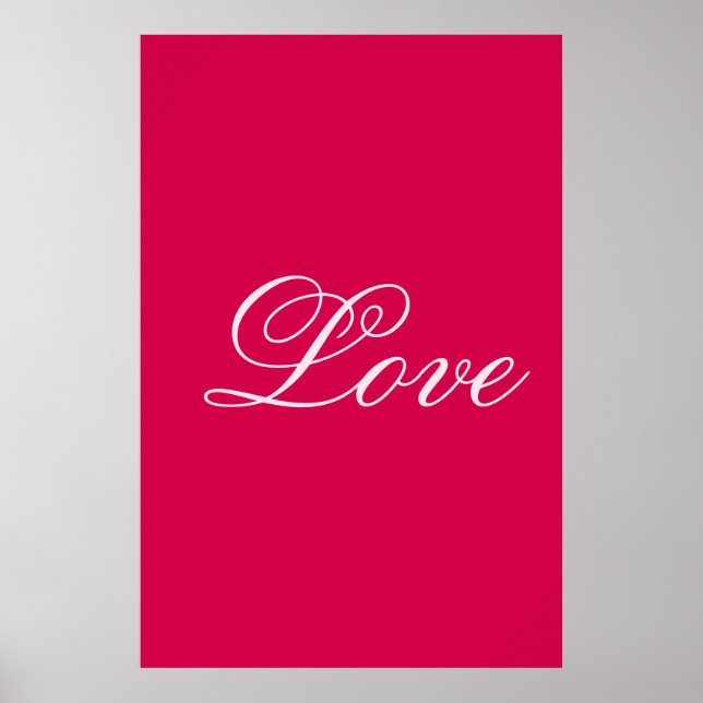 Trendy Carmine Background Love Wedding Poster (Front)