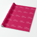Trendy Carmine Background Love Wedding Wrapping Paper<br><div class="desc">You can easily change the fonts and colours. You can also add your logo and the background image as you like.</div>