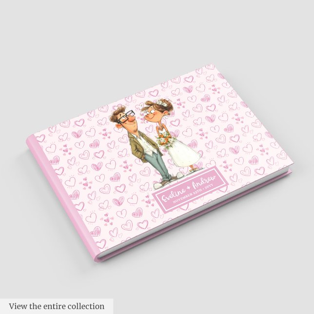 Trendy Cartoon Quirky Bride Groom Guest book (Trendy Cartoon Quirky Bride Groom Guest book)