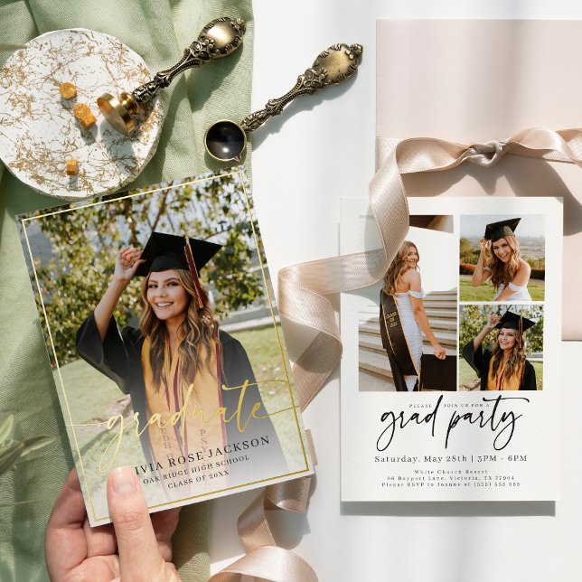 Trendy Casual Modern Photo Graduation Gold (Creator Uploaded)