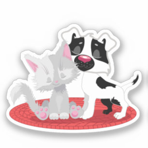 Trendy Cat and Dog  Square Sticker