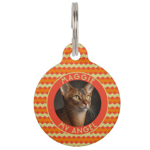 Trendy Cat Gift Chevron Pattern Pet Tag