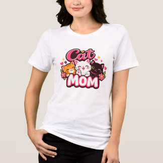 Trendy Cat Mom T-Shirt | Cute Colorful Cats Shirt