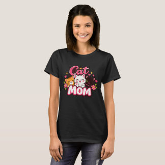Trendy Cat Mom T-Shirt | Cute Colorful Cats Shirt