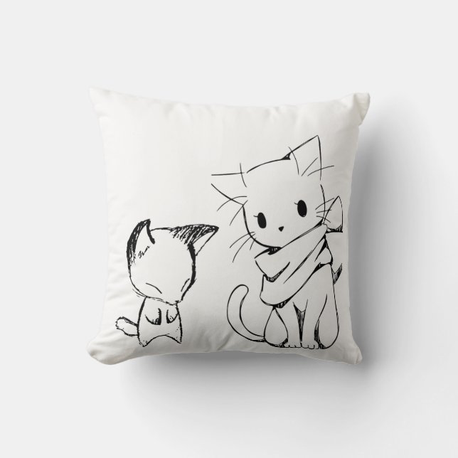 Trendy cat print square cushion (Front)