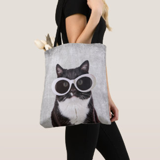 Trendy Cat with Sunglasses Tote Bag