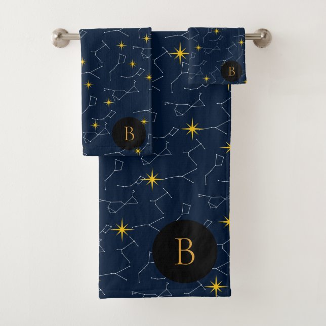 Trendy Celestial Constellations Bath Towel Set (Insitu)