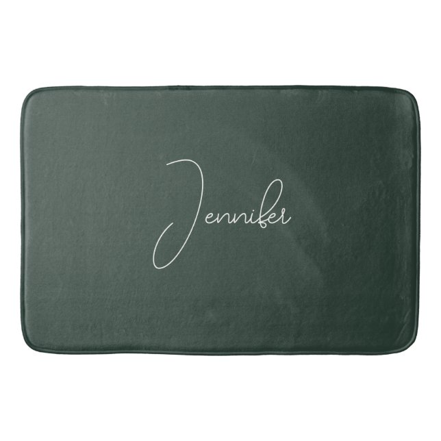 Trendy Celtic Greyish Green Modern Add Own Name Bath Mat (Front)