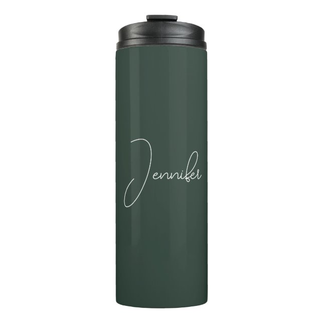 Trendy Celtic Greyish Green Modern Add Own Name Thermal Tumbler (Front)