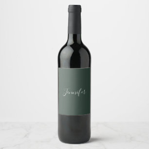 Trendy Celtic Greyish Green Modern Add Own Name Wine Label