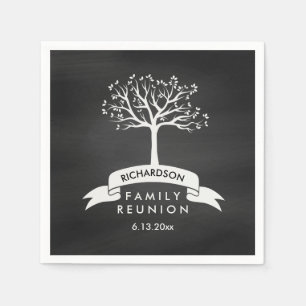 Trendy Chalkboard Look with Tree Family Reunion Napkin